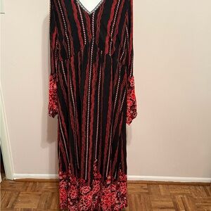 Elegant Long Sleeve Susan Betro Black and Red Dress